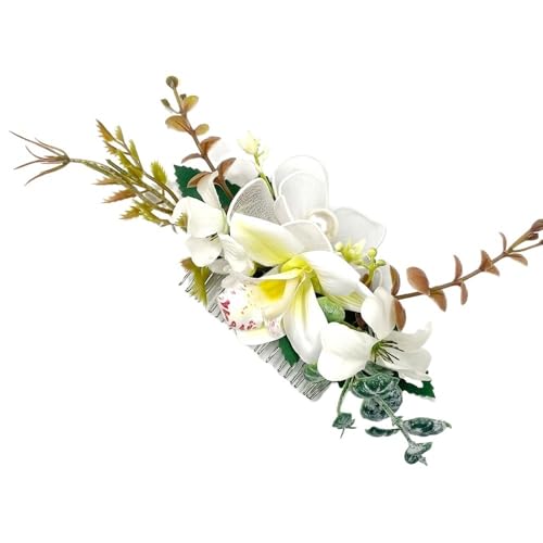 Blume Simulation Haar Kamm for Bräute Braut Zubehör Haar Disc Haar Karte(Weiß) von YOPI