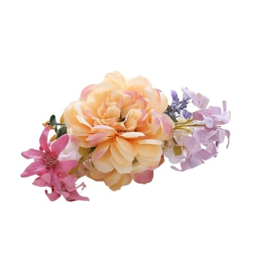 Braut Brautjungfer Stoff Blume Clip Große Haarnadel for Mädchen Und Frauen(Orange) von YOPI
