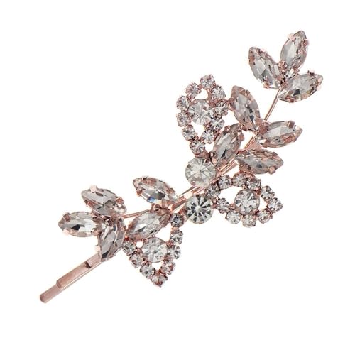 Damen Tägliche Haarspangen Haarschmuck Strass Blatt Rand Clips Braut Hochzeit(RoseGold) von YOPI