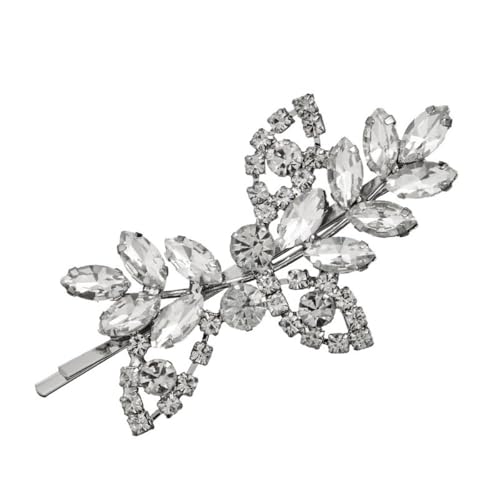 Damen Tägliche Haarspangen Haarschmuck Strass Blatt Rand Clips Braut Hochzeit(Silver) von YOPI