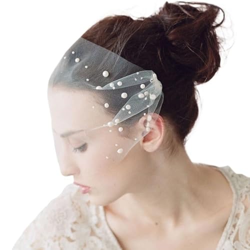 Eleganter kurzer Perlenschleier der Braut Hochzeitszubehör Kopfschmuck for Bräute(Ivory) von YOPI