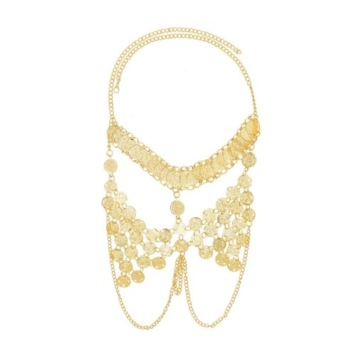 Goldene Gesicht Kette Vorhang Maske for Parteien Leistung Münze Quaste Kopfschmuck von YOPI