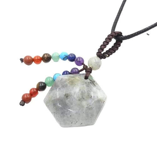 Halskette mit sechszackigem Kristallstern und sieben Steinperlen: handgefertigter Seilschmuck für spirituelle und modische Heilung., One Size von YOPI