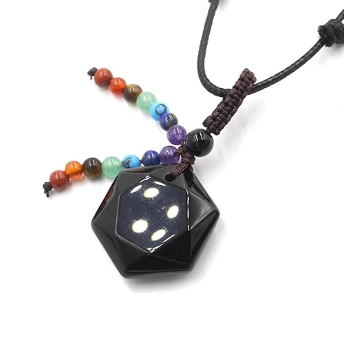 Halskette mit sechszackigem Kristallstern und sieben Steinperlen: handgefertigter Seilschmuck für spirituelle und modische Heilung., One Size von YOPI