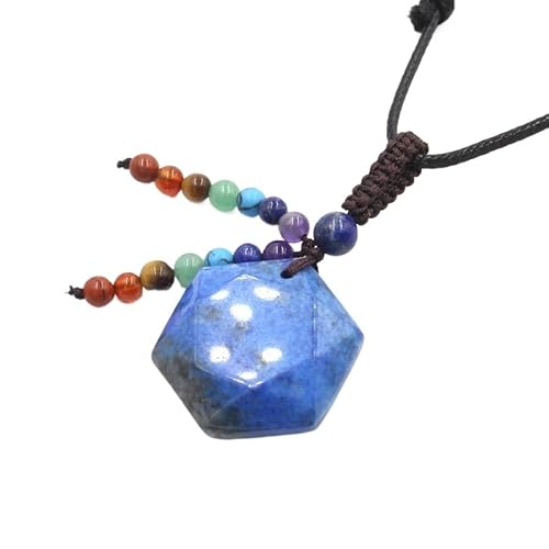 Halskette mit sechszackigem Stern-Anhänger mit sieben Steinperlen – handgefertigter Seilschmuck für spirituelle Heilung und Mode, Einheitsgröße von YOPI