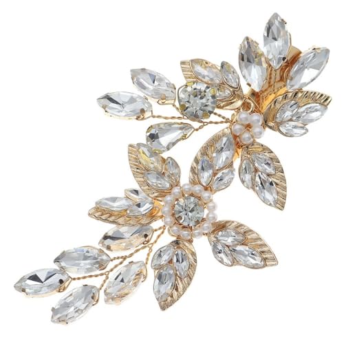 Handgemachte Braut Haarnadel Haar Zubehör Rand Clip Legierung Strass Perle Ente Bill Clip(Gold) von YOPI