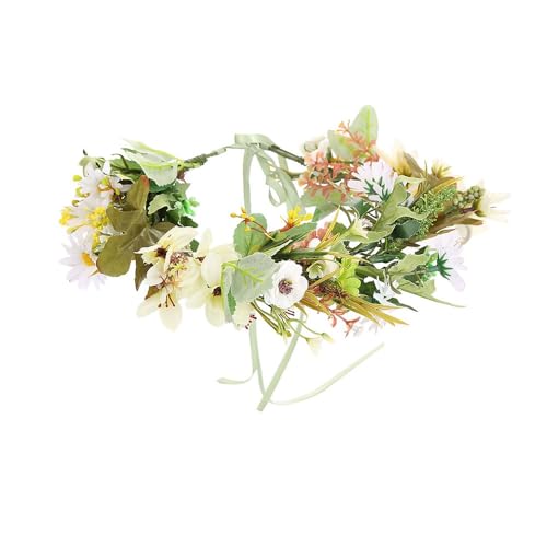 Handgemachte Kranz Kopfbedeckung DIY Blumen Haarschmuck for Frauen(Weiß) von YOPI