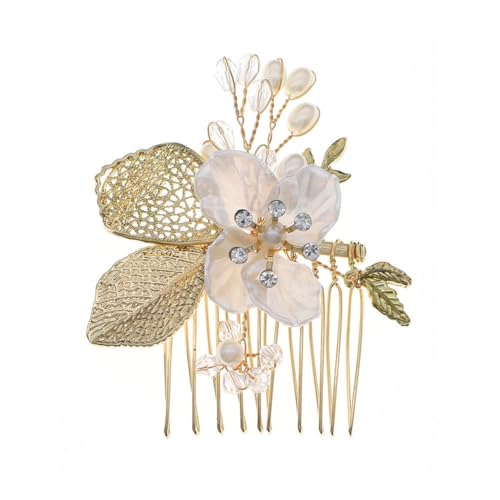 Handgemachte Muschel Blume Haarkamm Legierung Perle Hochzeit Braut Kopfbedeckung Haarschmuck for Frauen von YOPI