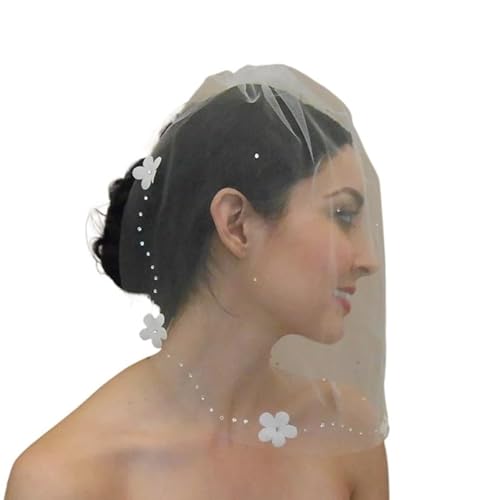 Handgenähter Haarkamm aus Netzstoff for Braut-Hochzeitskleid-Accessoires mit kurzem Schleier(Weiß) von YOPI