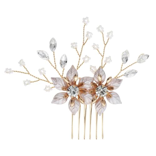 Metall Blume Handgemachte Braut Haar Kamm Haar Kopfbedeckungen Handgemachte Perlen Reis Perlen von YOPI