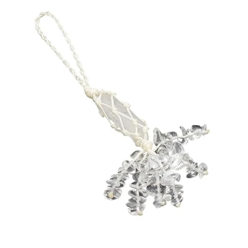 Natürlicher mehrfarbiger Edelstein-Kristall-Anhänger in Form eines sechseckigen Kegels – DIY gewebtes Stein-Ornament for Aufhängen im Auto(WhiteCrystal) von YOPI