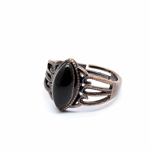 Naturstein alter Opal weißer türkisfarbener Hohlring - Böhmischer Stil verstellbarer Schmuck, One Size von YOPI