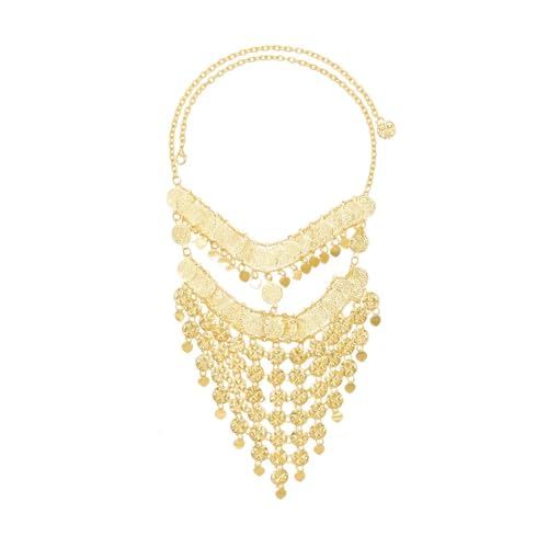 Oberflächenkette Goldener Oberflächenvorhang Performance-Münzenquasten-Kopfschmuckmaske(Gold3) von YOPI