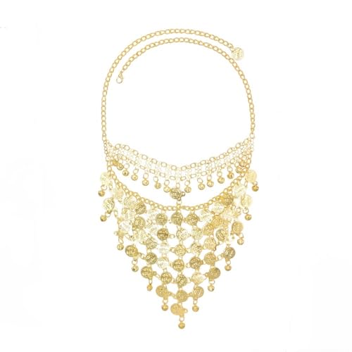 Oberflächenkette Goldener Oberflächenvorhang Performance-Münzenquasten-Kopfschmuckmaske(Gold4) von YOPI