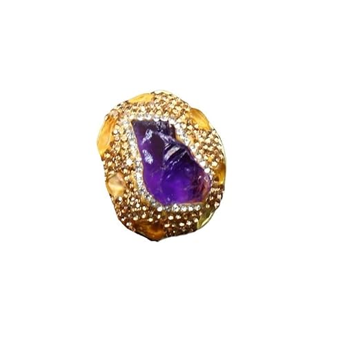 Retro natürlicher Amethyst offener Mittelring für Frauen - Einzigartiger handgefertigter Edelstein Schmuck, One Size von YOPI