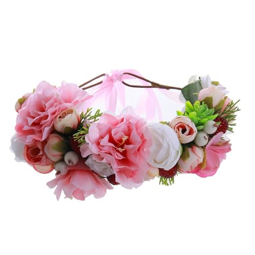 Rosa Seide Pfingstrose Berry Kranz Haarnadel verstellbar Frühling Blume Haarband von YOPI