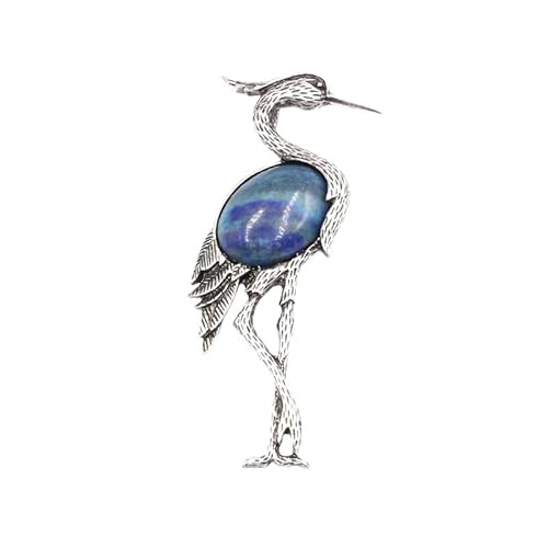 Trendy Brosche mit mehrfarbigem Muschelanhänger – Mandschurenkranich-Design(LapisLazuli) von YOPI