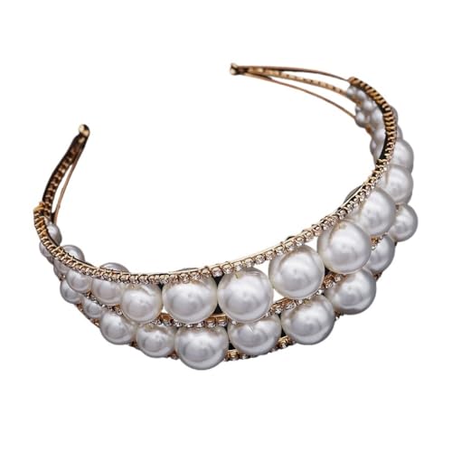 Vintage Kopfbedeckungen Handgefertigte Strasssteine ​​Breite Krempe Druck Haarschmuck Hochzeitskleid Perlen Haarband(GoldTS) von YOPI