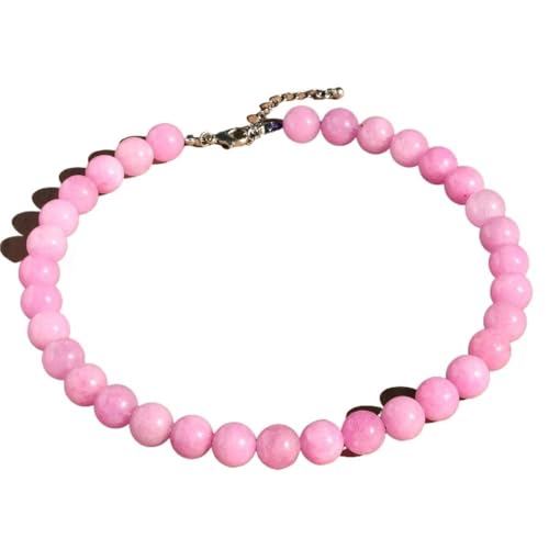 YOPI 12 mm Natursteinkette for Damen | Halskette mit rosa Kristallperlen | Langlebiger und stilvoller Schmuck(Purplespodumene) von YOPI