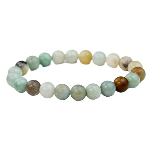 YOPI 8 mm Perlenarmband aus Naturstein for Damen – bunter Turmalin-Kristallperlenschmuck(B1715 Stone) von YOPI