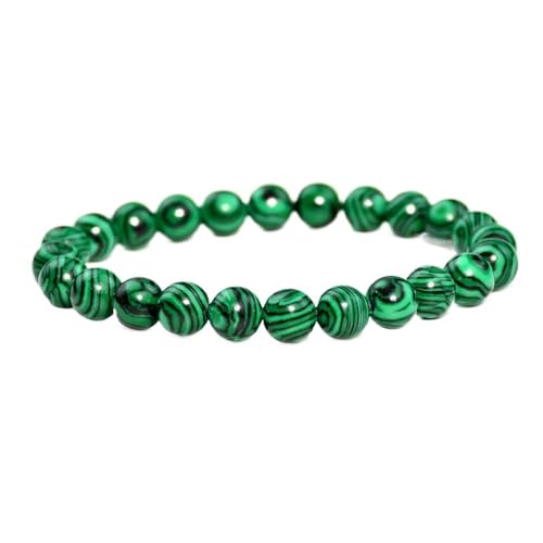 YOPI 8 mm Perlenarmband aus Naturstein for Damen – bunter Turmalin-Kristallperlenschmuck(B1718Malachite) von YOPI