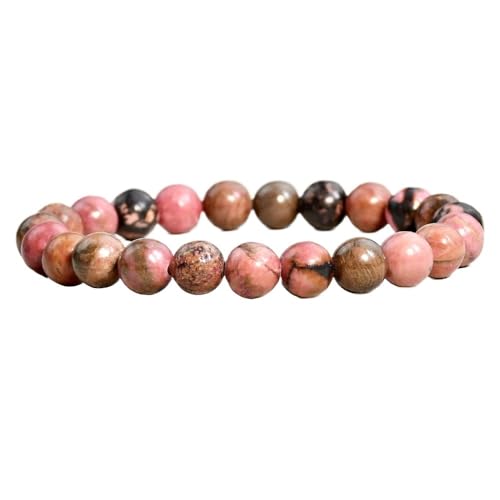 YOPI 8 mm Perlenarmband aus Naturstein for Damen – bunter Turmalin-Kristallperlenschmuck(B1737blacklinered) von YOPI