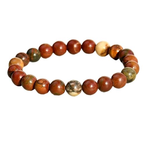 YOPI 8 mm Perlenarmband aus Naturstein for Damen – bunter Turmalin-Kristallperlenschmuck(B1746NaturalKoreanPine) von YOPI