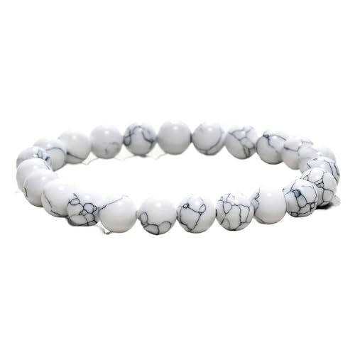 YOPI 8 mm Perlenarmband aus Naturstein for Damen – bunter Turmalin-Kristallperlenschmuck(B1758whitepinestone) von YOPI