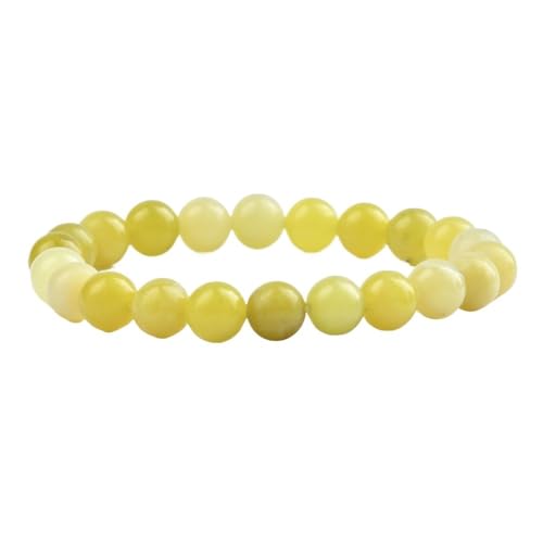 YOPI 8 mm Perlenarmband aus Naturstein for Damen – bunter Turmalin-Kristallperlenschmuck(B1760LemonJade) von YOPI