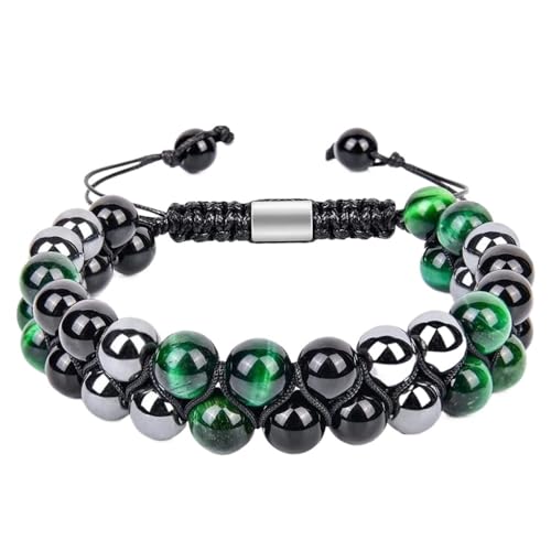 YOPI 8MM Naturstein verstellbares Doppelschichtarmband handgewebter Perlenschmuck for Männer und Frauen(ROSE GOLD COLOR) von YOPI