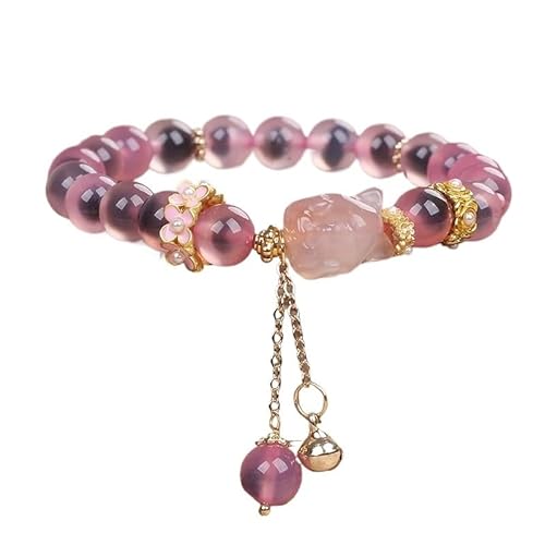 YOPI Achat Kristall Armbänder Frauen Einstellbare Pfirsichblüte Perlen Armband Schmuck von YOPI