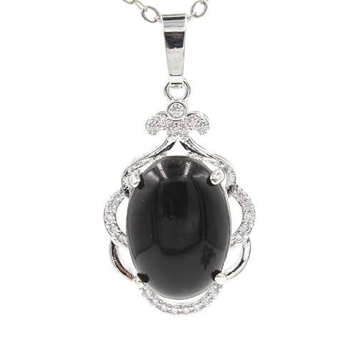 YOPI Anhänger Mit Kristall-Inlay Aus Lace Denier – Eleganter Modeschmuck for Damen(Obsidian) von YOPI