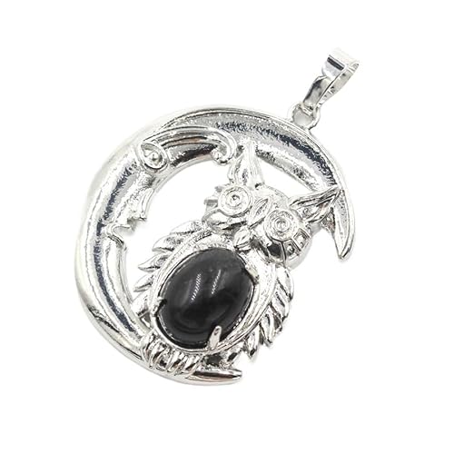 YOPI Anhänger Mond, Eule, oval, aus Kristall: ein einzigartiges Schmuckstück für Naturliebhaber, One Size von YOPI