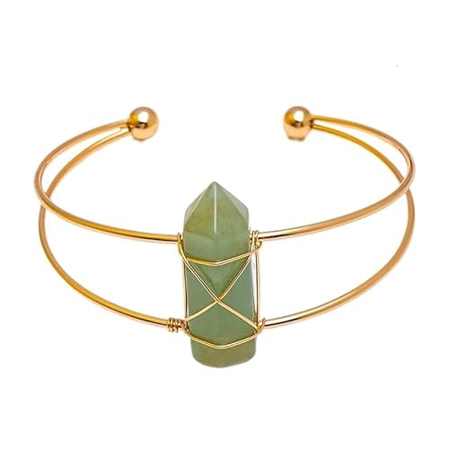 YOPI Armband aus Naturkristall mit zwei Spitzen und sechseckiger Säule | Verstellbarer Wickelschmuck aus Seide for Frauen(DonglingJade) von YOPI