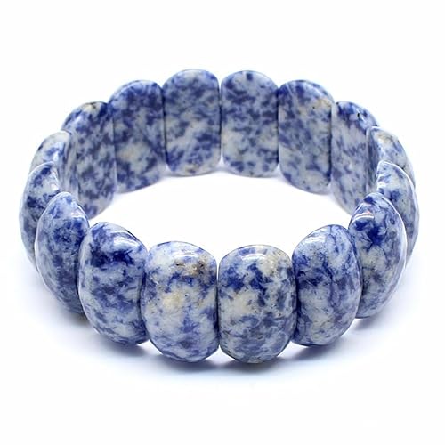 YOPI Armband aus Naturstein-Kristall-Edelsteinen for Männer und Frauen – handgefertigter Schmuck mit heilender Energie(Bluedotstone) von YOPI