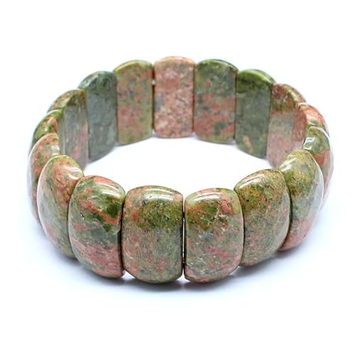 YOPI Armband aus Naturstein-Kristall-Edelsteinen for Männer und Frauen – handgefertigter Schmuck mit heilender Energie(Flowergreenstone) von YOPI