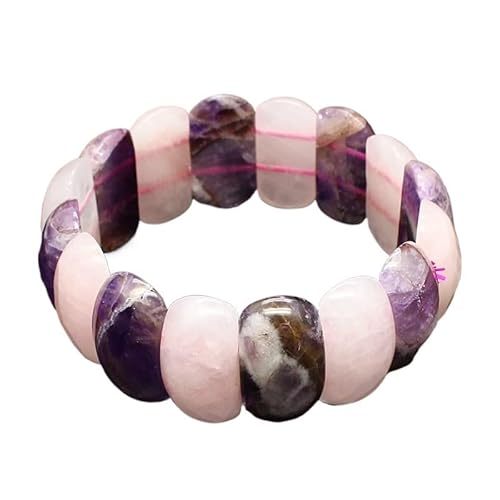 YOPI Armband aus Naturstein-Kristall-Edelsteinen for Männer und Frauen – handgefertigter Schmuck mit heilender Energie(Rosequartzwithamethyst) von YOPI