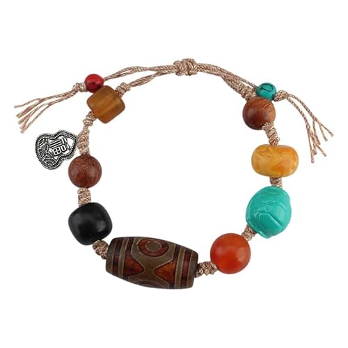 YOPI Armband aus tibetischen Naturachatperlen – farbenfroher handgefertigter Perlenschmuck for Männer und Frauen von YOPI