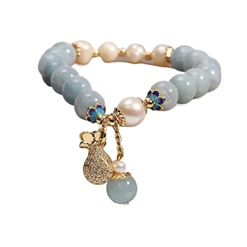 YOPI Armband mit Anhänger aus natürlichen Kristallperlen in Herzform – eleganter Schmuck for Geburtstagsfeiern(Sea Blue-a) von YOPI