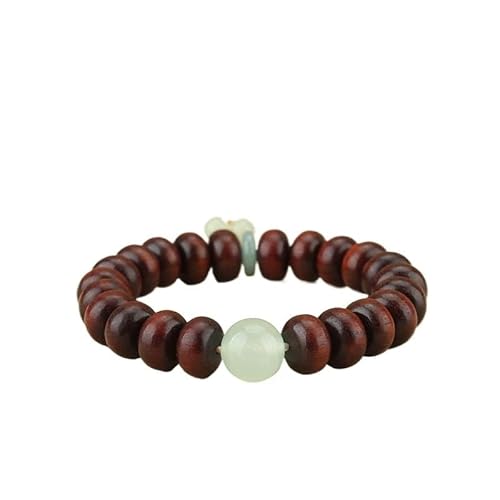 YOPI Armband mit leuchtenden Steintransferperlen im chinesischen Stil for Damen – Armband mit einem Kreis aus Sandelholzperlen aus Holz(Rot) von YOPI