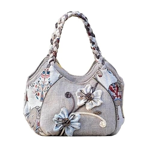 YOPI Bestickte Handtasche aus Baumwolle und Leinen im Ethno-Stil for Damen – Stilvolle Handtaschen und Geldbörsen mit Stickerei(Dream flower) von YOPI