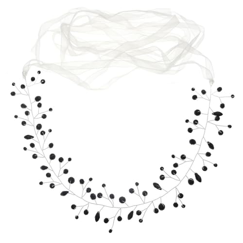 YOPI Braut Hochzeit Zubehör Schwarz Kristall Taille Kette Dinner Party Kleid Taille Handgemachte Geflochtene Gürtel von YOPI