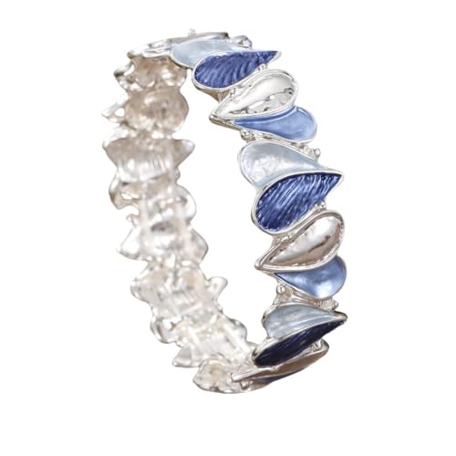 YOPI Buntes, bemaltes Ölherz-Armband for Damen – herzförmiges Stretch-Armband mit geometrischer Linie(Blue) von YOPI