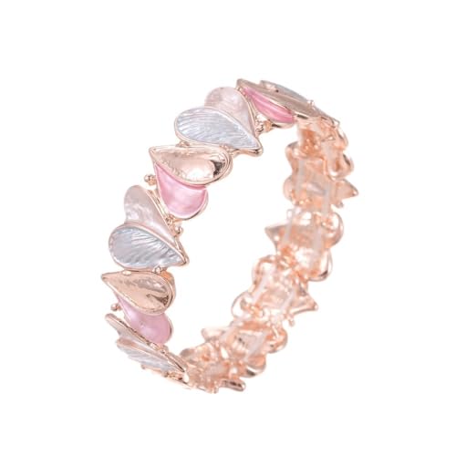 YOPI Buntes, bemaltes Ölherz-Armband for Damen – herzförmiges Stretch-Armband mit geometrischer Linie(pink) von YOPI