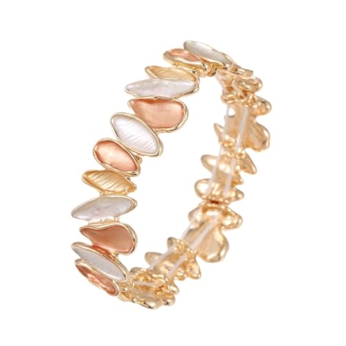 YOPI Buntes, geometrisches Blütenblatt-Armband for Damen, elastisches Armband – einzigartiges, unregelmäßiges Design(Apricot) von YOPI