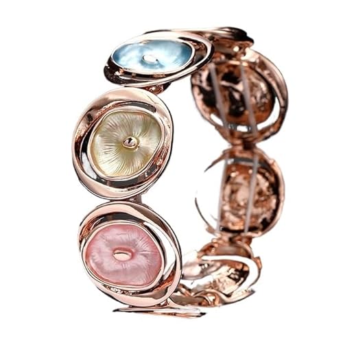 YOPI Buntes elastisches Blumenarmband for Damen | Runder Ausschnitt Ölgemälde-Design(GreenHollowflowerbracelet) von YOPI