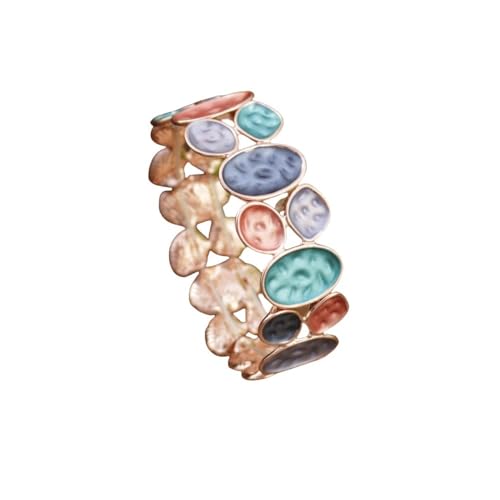 YOPI Buntes geometrisches ovales elastisches Armband for Damen – stilvoller Schmuck aus Legierung(Bluegreen) von YOPI
