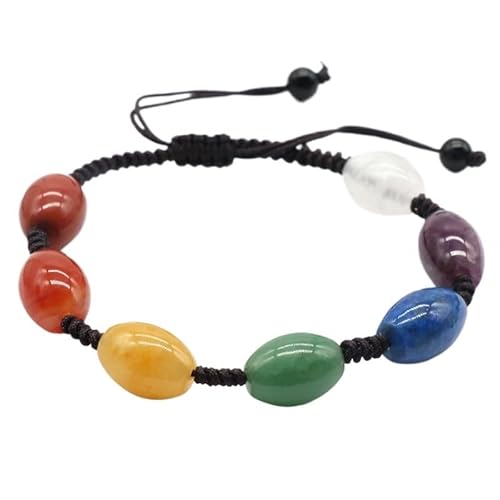 YOPI Buntes quadratisches Reisperlen-Gewebtes Armband - Natürlicher Kristall-Achat-Schmuck for Frauen(Ricebeads) von YOPI