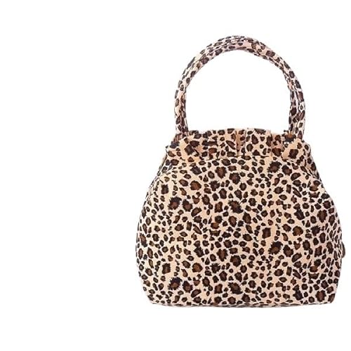 YOPI Canvas-Handtasche im chinesischen Stil zur Herstellung von Knödeln | Kleine Tragetasche und Geldbörse(Leopard print large) von YOPI