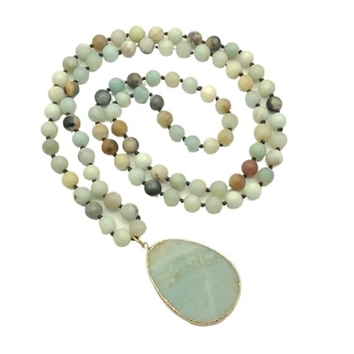 YOPI Damen-Halskette mit Perlenanhänger und Wassertropfen – eleganter Schmuck for jeden Anlass(Amazonite) von YOPI